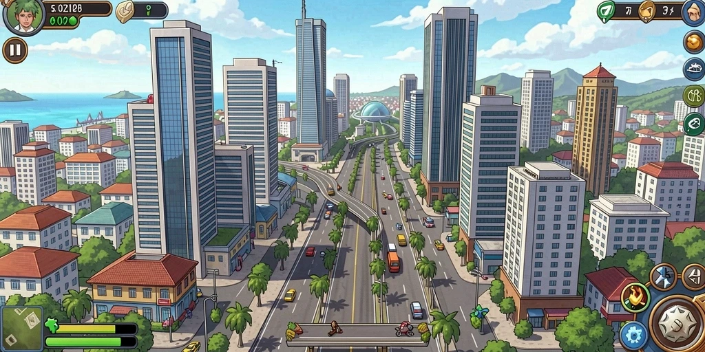 Tampilan utama permainan yang menarik.
